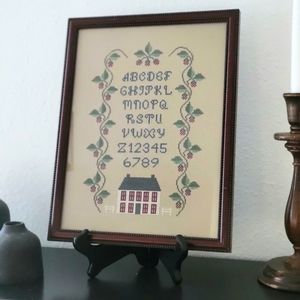 Cross stitch framed art- vintage